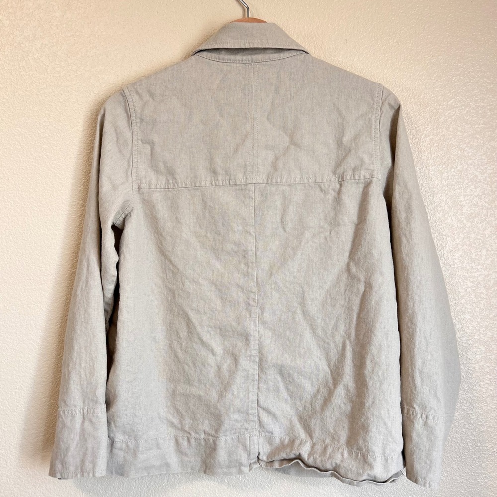 Pendleton Womens Linen Blend Chore Jacket Beige Button  Utility shirt XS FLAWS - Picture 2 of 11